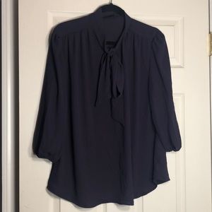 Purple Neck Tie 3/4 Sleeve Blouse